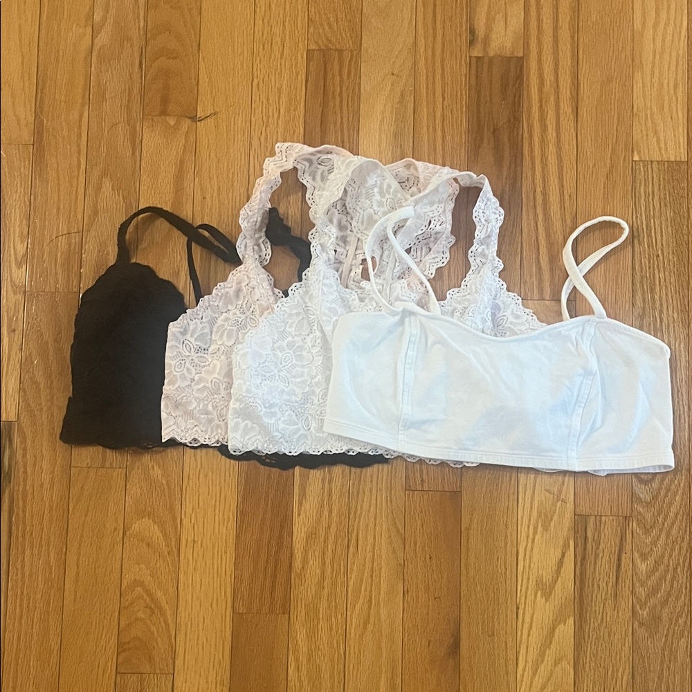 Elegant Lace and Cotton Bandeau Set - Black and White